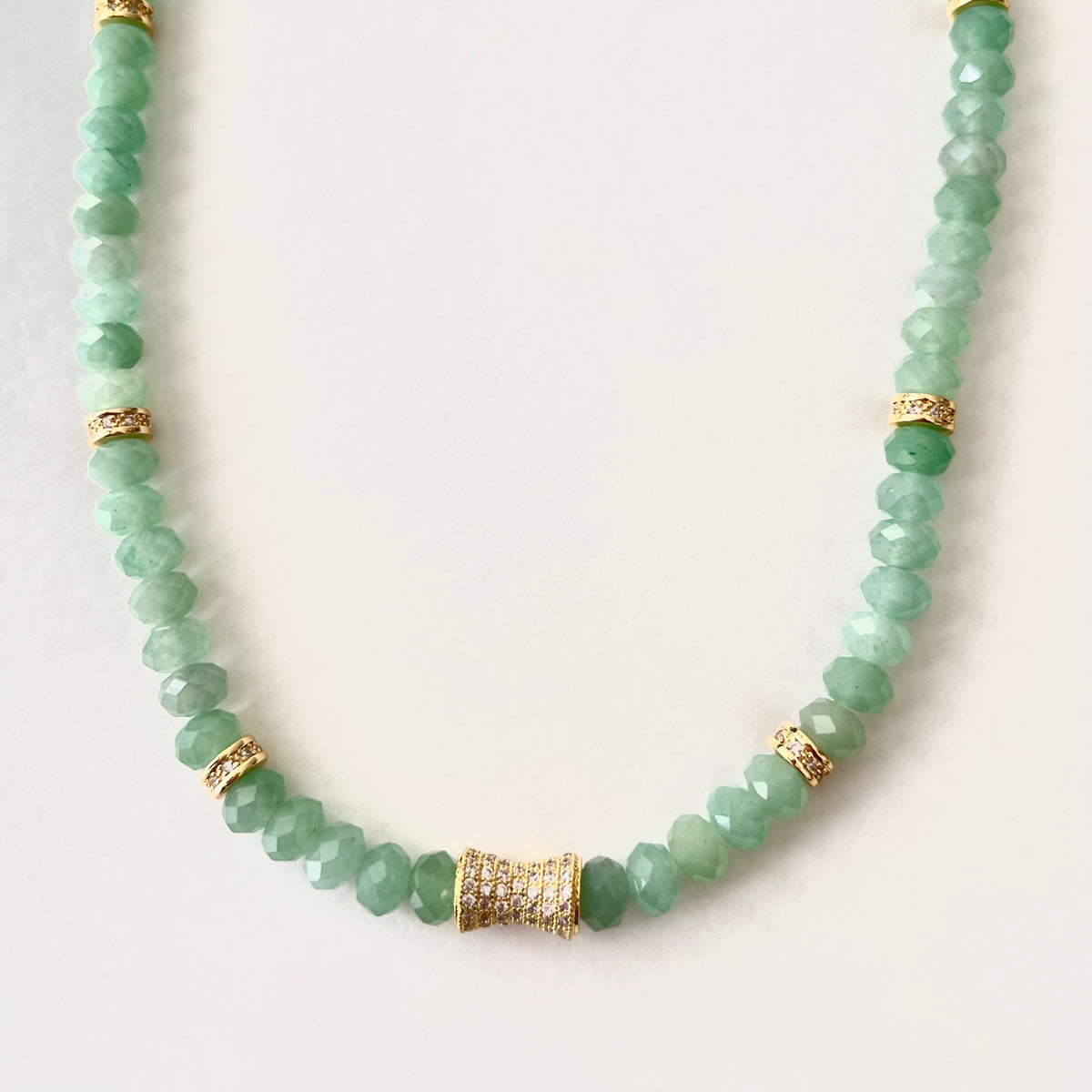 Faceted Green Aventurine Bead  Necklace- CORE BLOOM