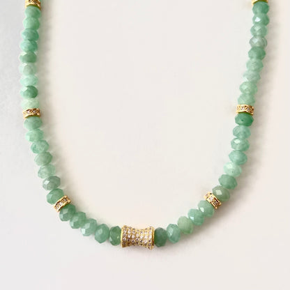 Faceted Green Aventurine Bead  Necklace- CORE BLOOM