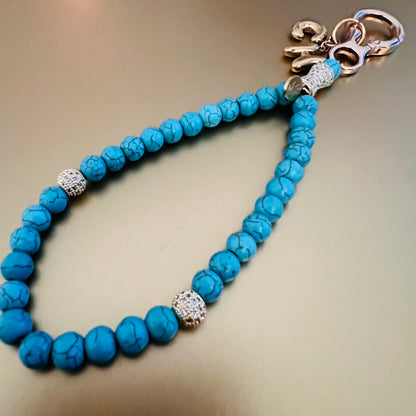 Turquoise Monogram 33 Bead Meditation Loop Wristlet