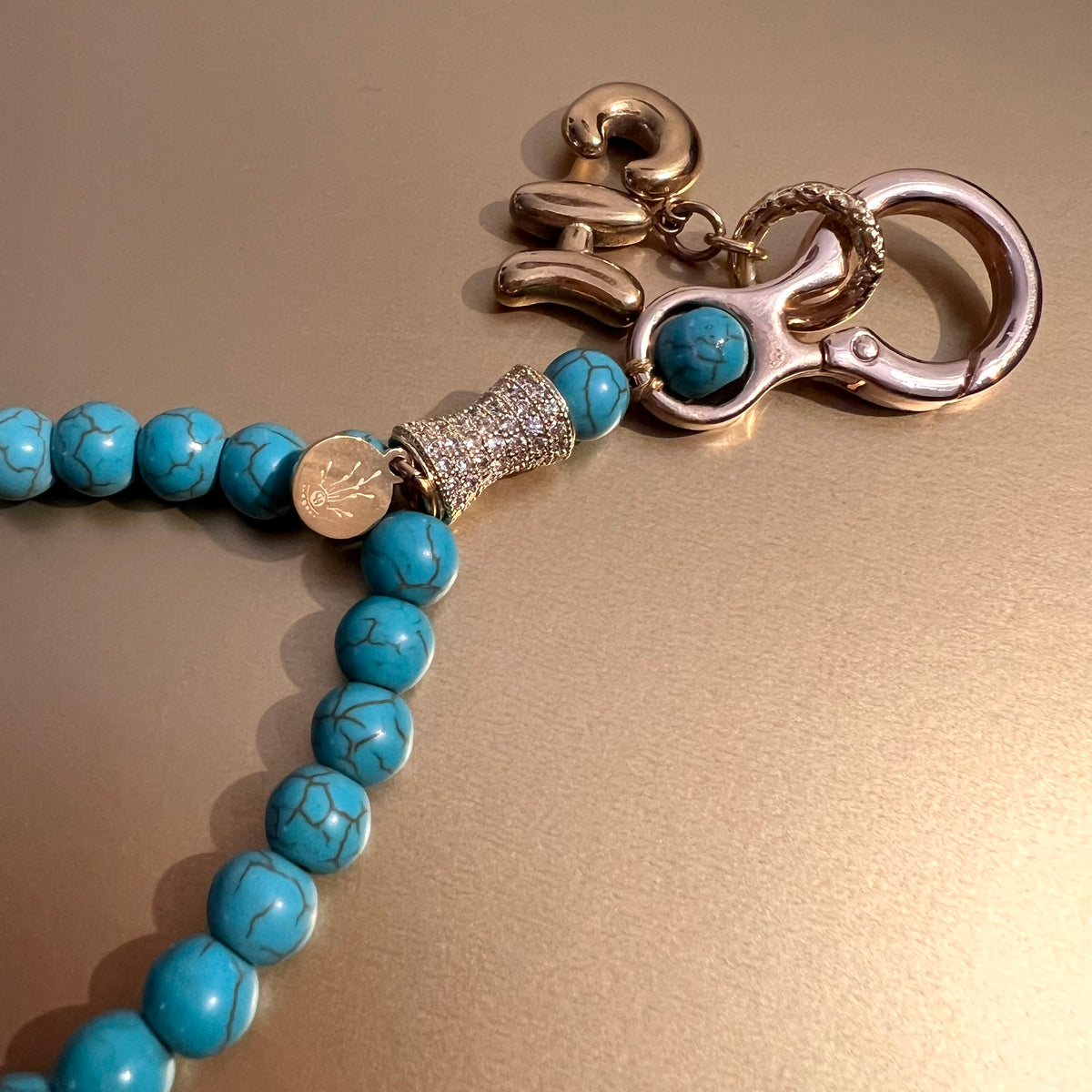 Turquoise Monogram 33 Bead Meditation Loop Wristlet