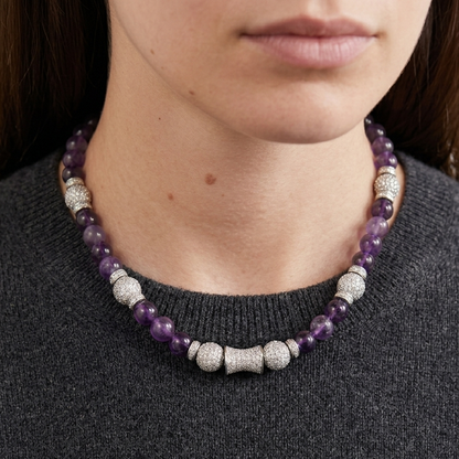Natural Amethyst 'Echoes' Bead Necklace