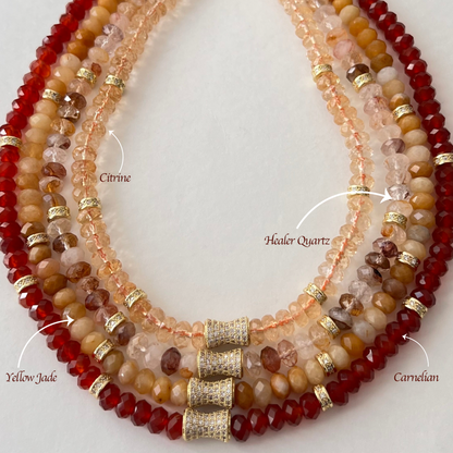 Faceted Yellow Jade Bead  Necklace- CORE BLOOM