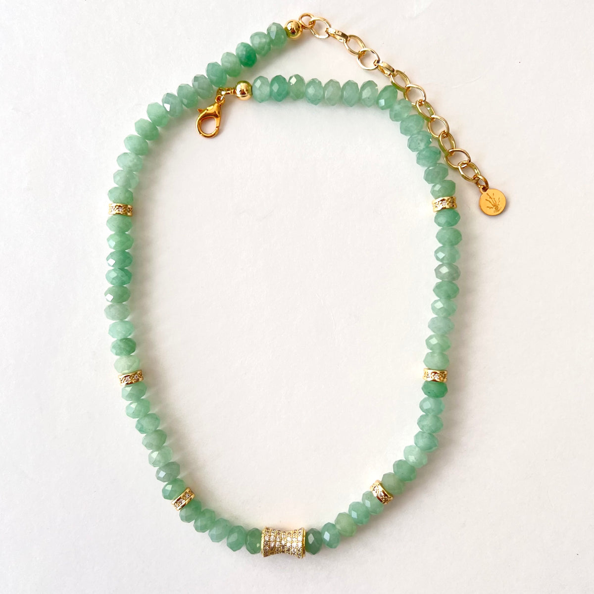 Faceted Green Aventurine Bead  Necklace- CORE BLOOM