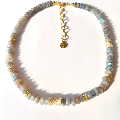 Faceted Labradorite Bead  Necklace- LUXE BLOOM