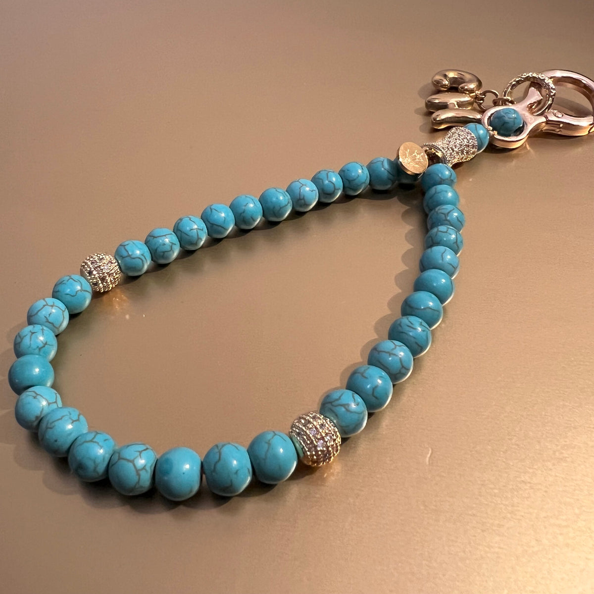 Turquoise Monogram 33 Bead Meditation Loop Wristlet