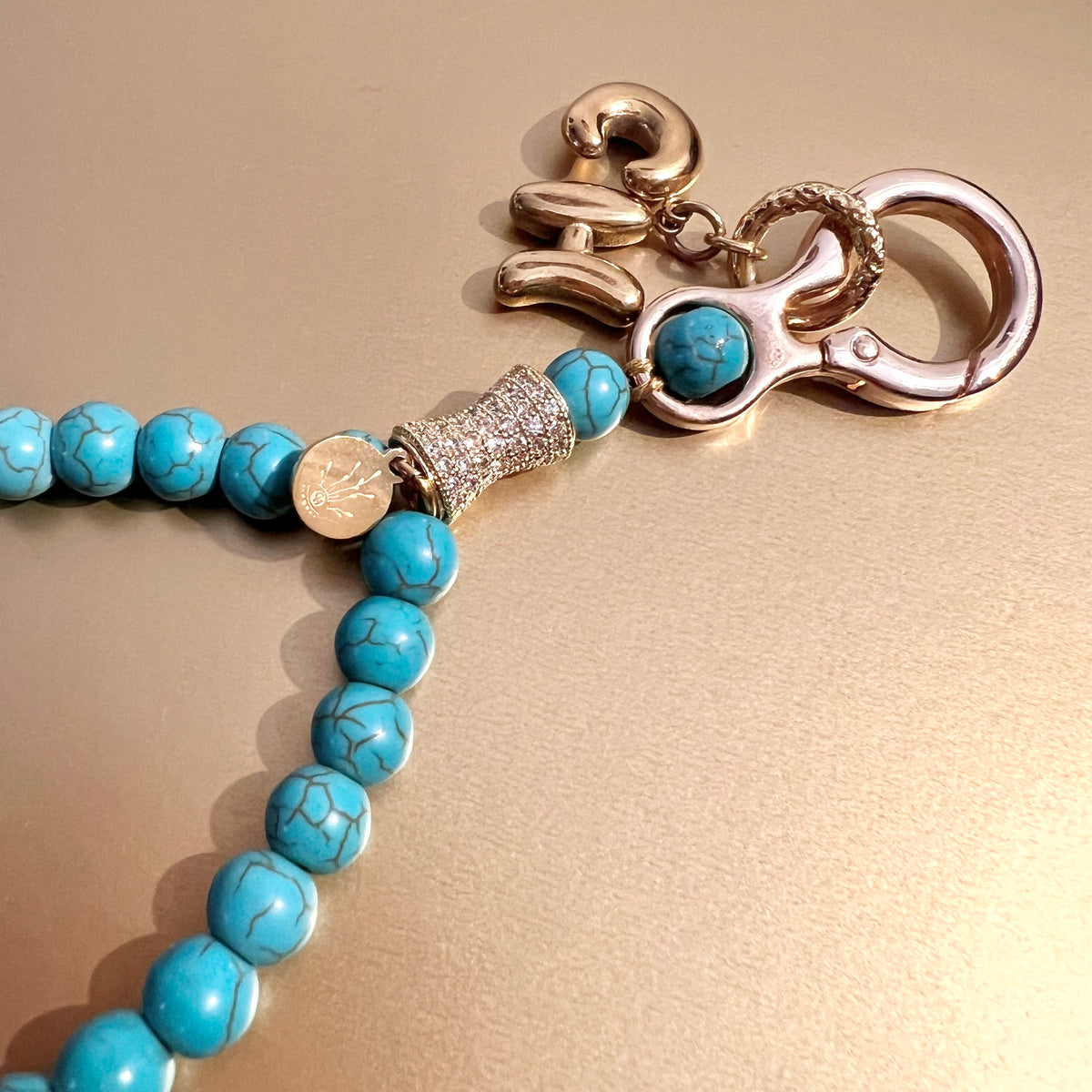 Turquoise Monogram 33 Bead Meditation Loop Wristlet