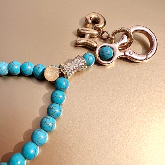 Turquoise Monogram 33 Bead Meditation Loop Wristlet