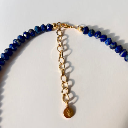 Faceted Lapis Lazuli Bead  Necklace- LUXE BLOOM