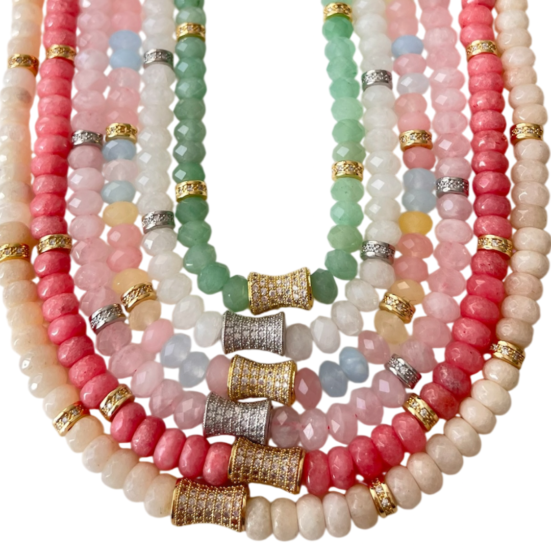 Faceted Natural Morganite Bead  Necklace- LUXE BLOOM