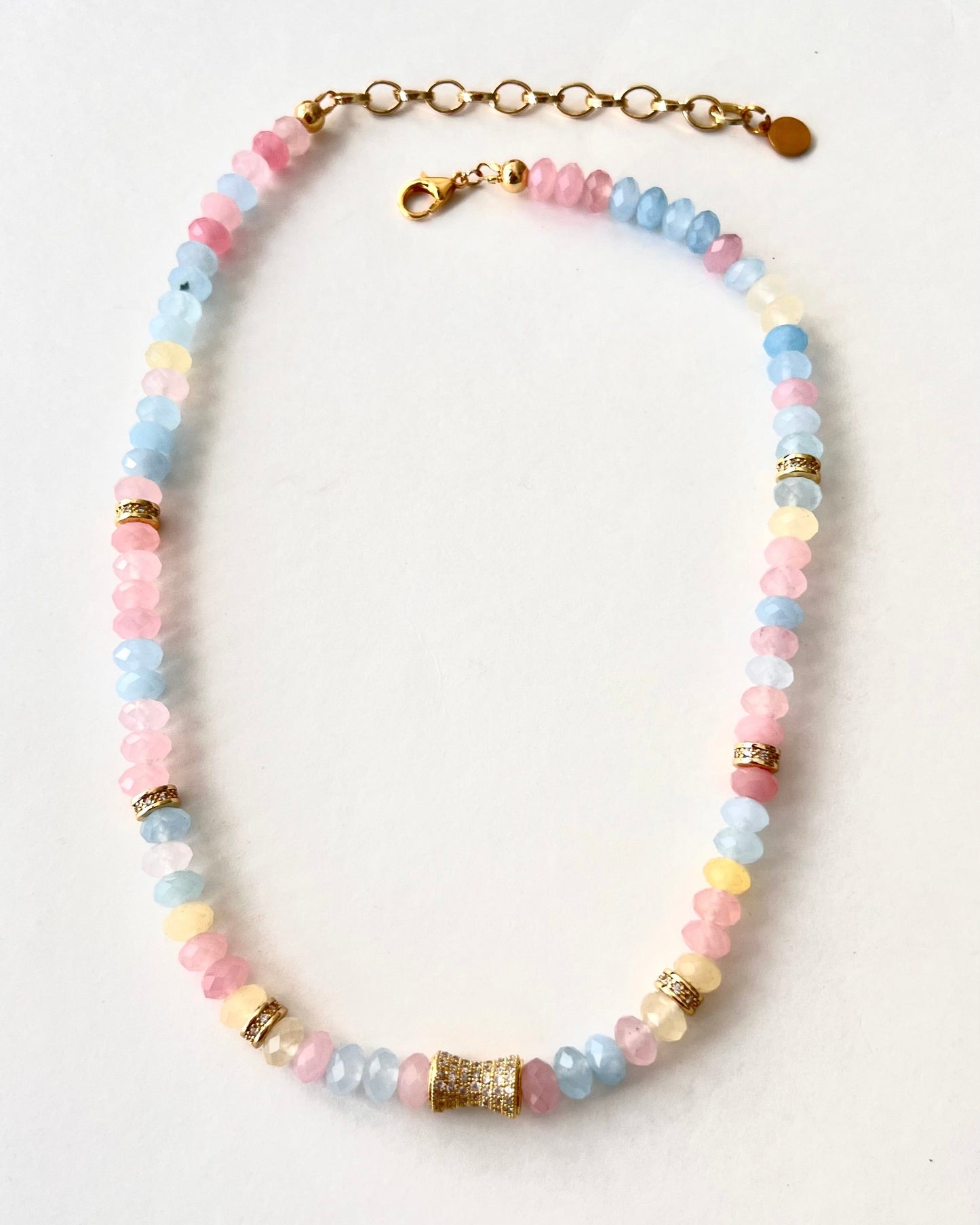 Faceted Natural Morganite Bead  Necklace- LUXE BLOOM