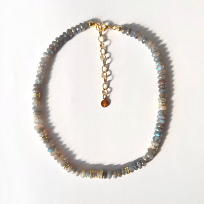 Faceted Labradorite Bead  Necklace- LUXE BLOOM