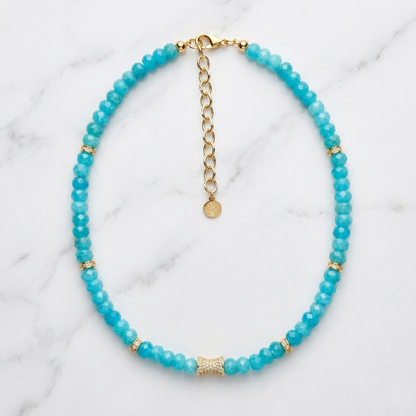 Faceted Amazonite Bead  Necklace- LUXE BLOOM