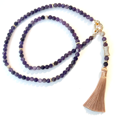 MultiWay Natural Amethyst Mindfulness 99 Bead Necklace