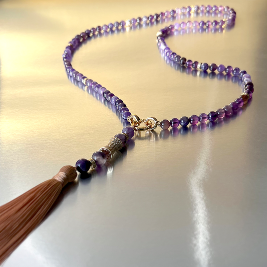MultiWay Natural Amethyst Mindfulness 99 Bead Necklace