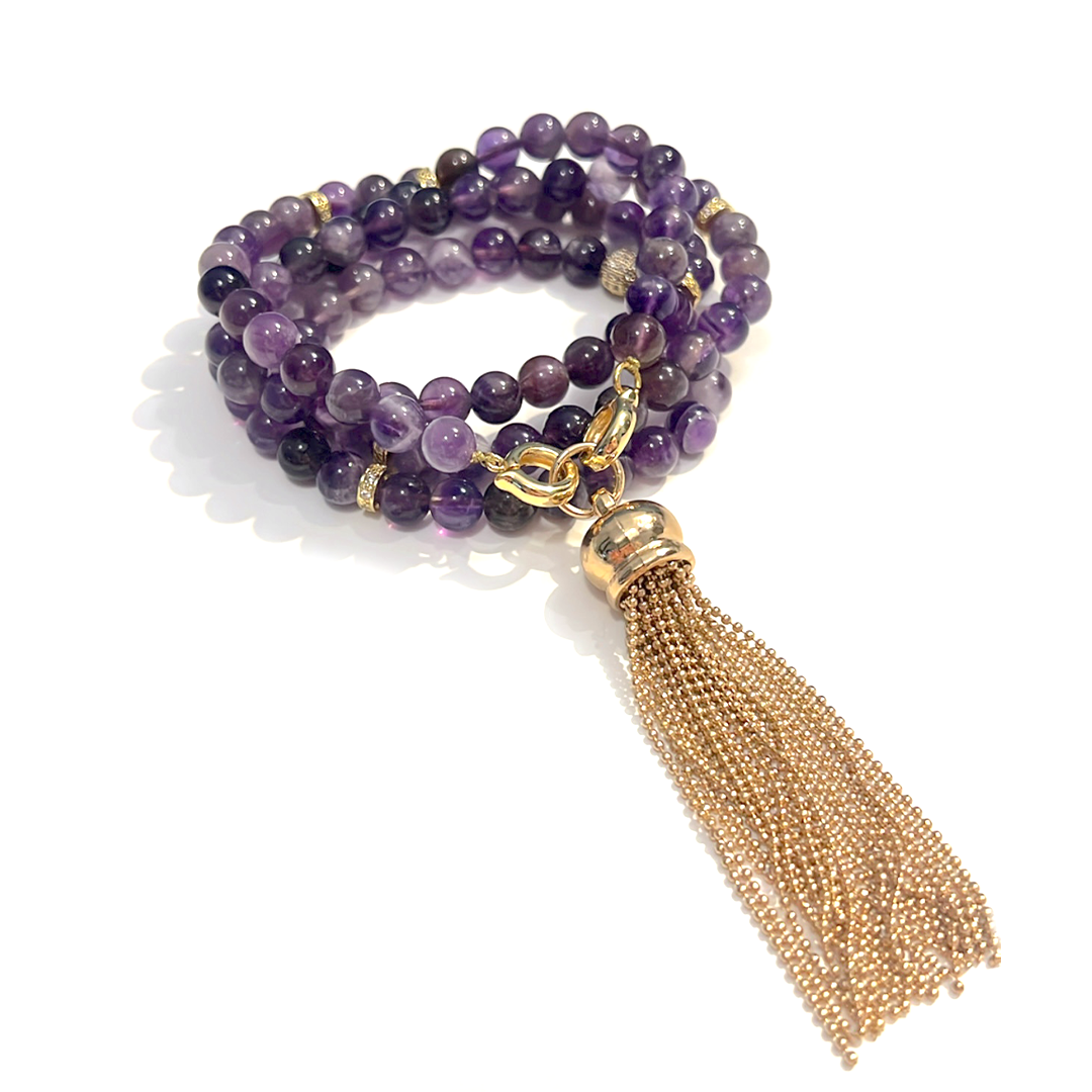MultiWay Natural Amethyst Mindfulness 99 Bead Necklace