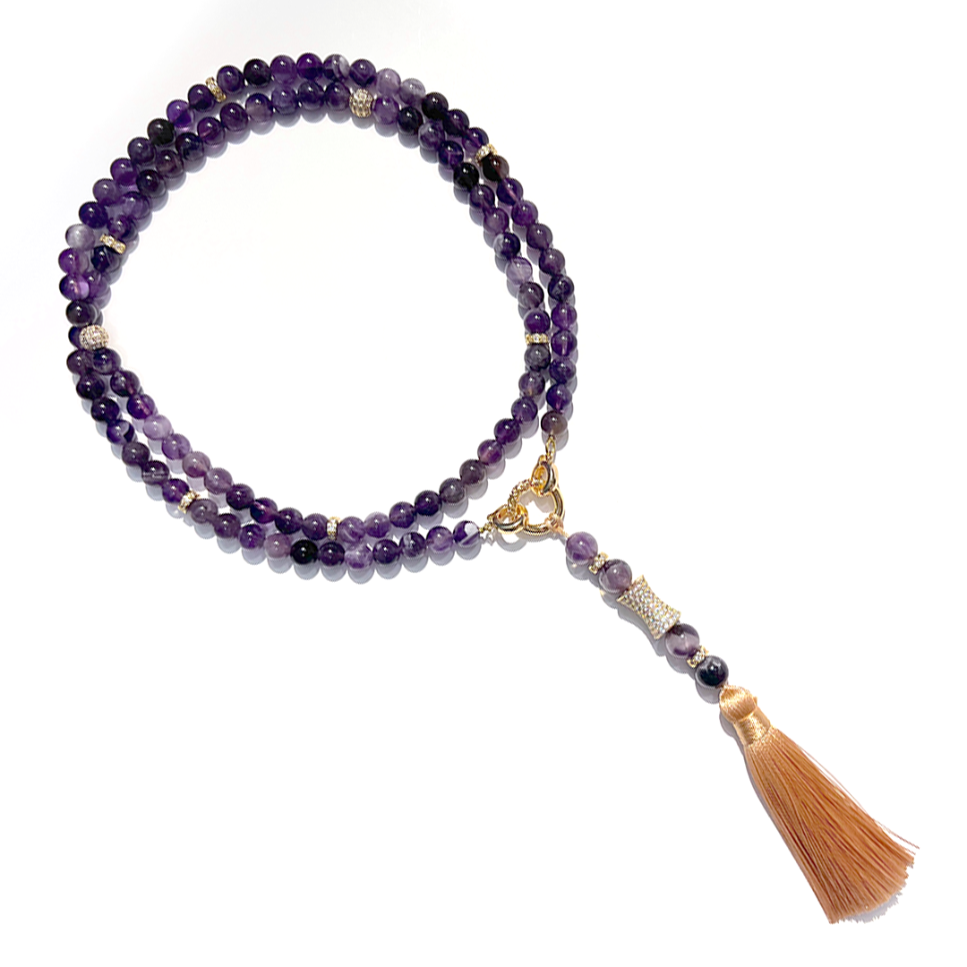MultiWay Natural Amethyst Mindfulness 99 Bead Necklace