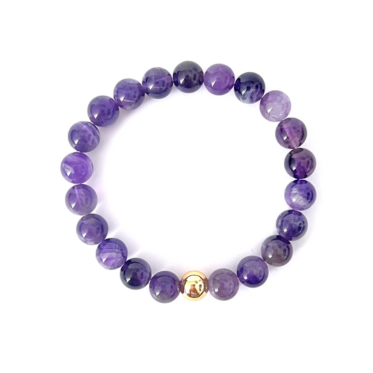 Amethyst Gold Bead Sun Bracelet
