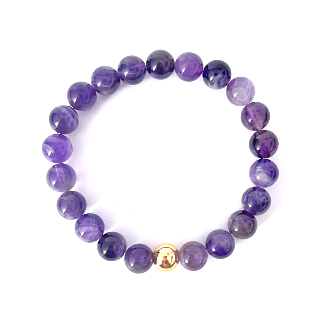 Amethyst Gold Bead Sun Bracelet