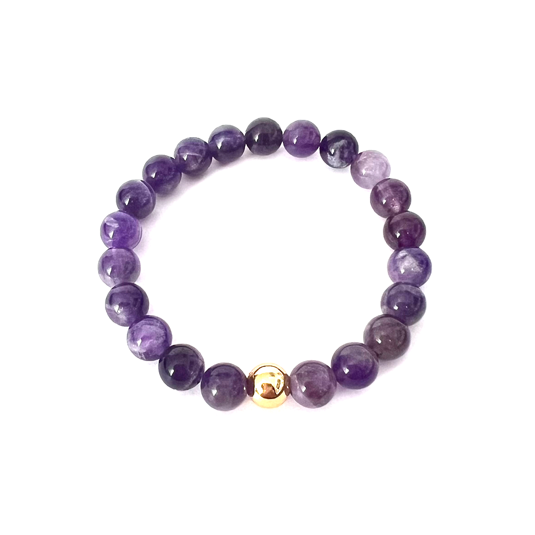 Amethyst Gold Bead Sun Bracelet