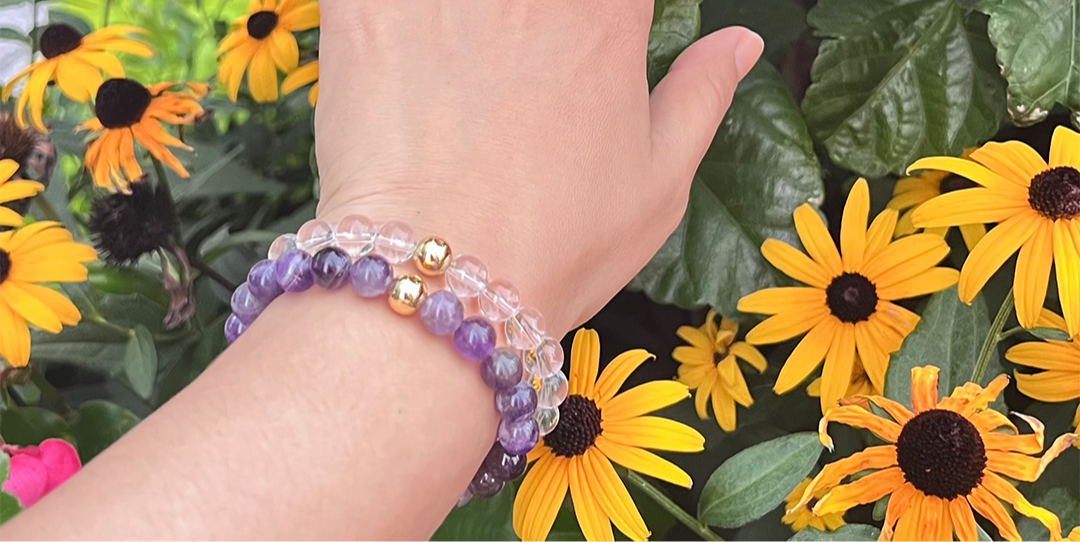 Amethyst Gold Bead Sun Bracelet