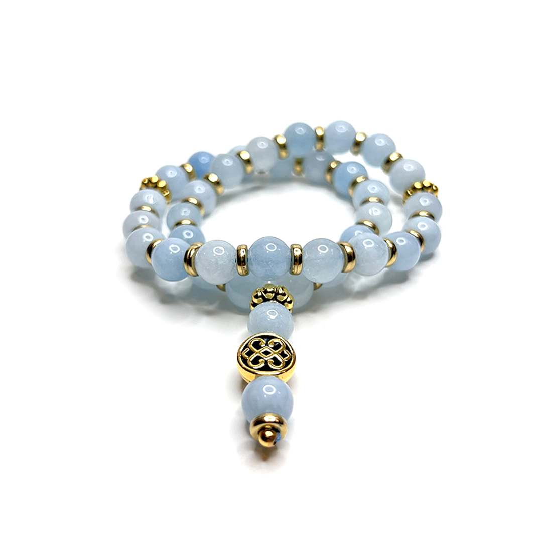 Aquamarine Meditation Bead Stretch Bracelet
