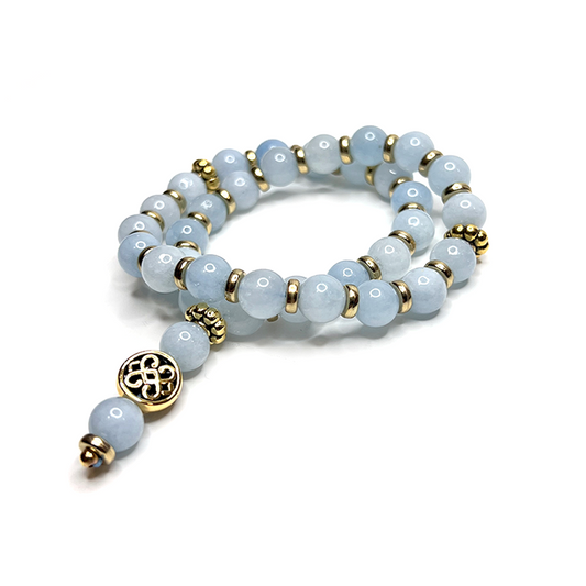 Aquamarine Meditation Bead Stretch Bracelet