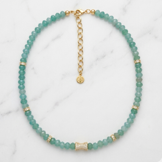 Faceted Green Aventurine Bead  Necklace- CORE BLOOM