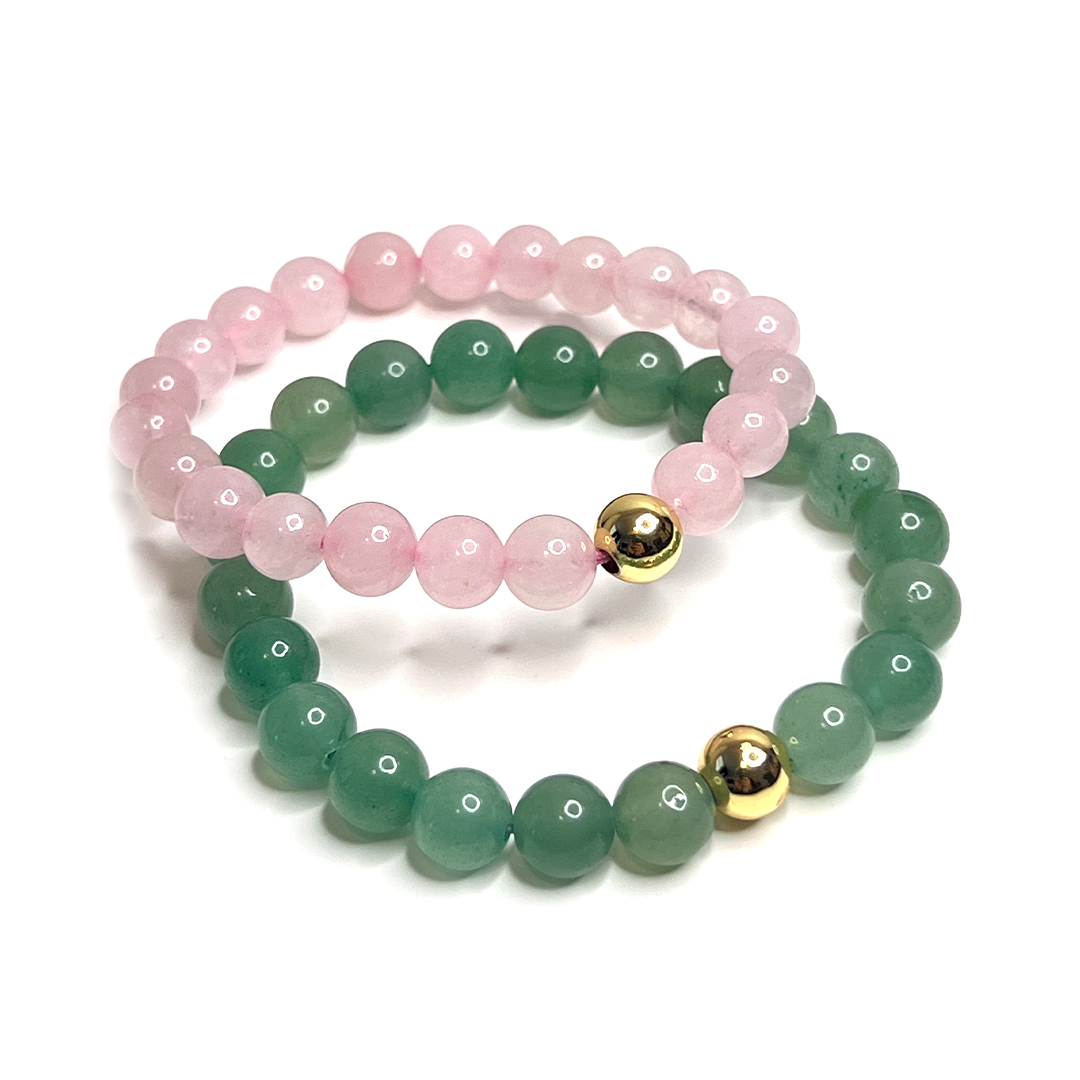 Rose Quartz Gold Bead Sun Bracelet