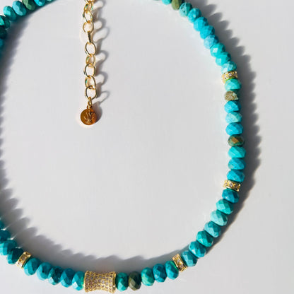 Faceted Turquoise Bead  Necklace- BLOOM COLLECTION