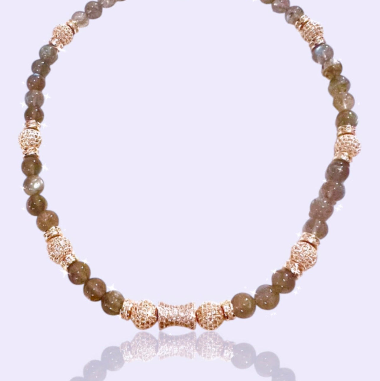 Natural Labradorite 'Echoes' Bead Necklace - Cosmic Splendor Collection