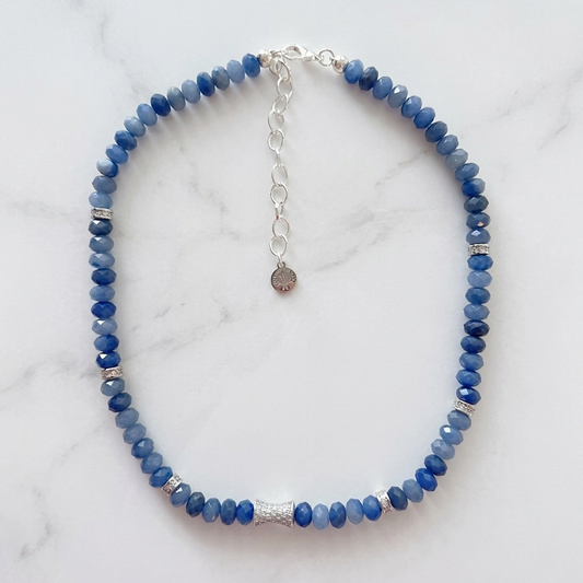 Faceted Blue Aventurine Bead  Necklace- CORE BLOOM