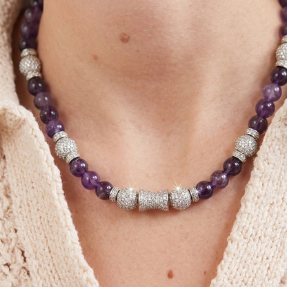 Natural Amethyst 'Echoes' Bead Necklace