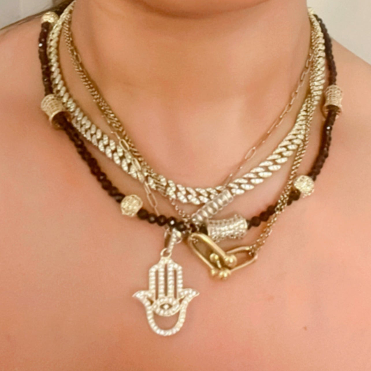 Ancient LARGE Gold Hamsa Hand Charm - Protection