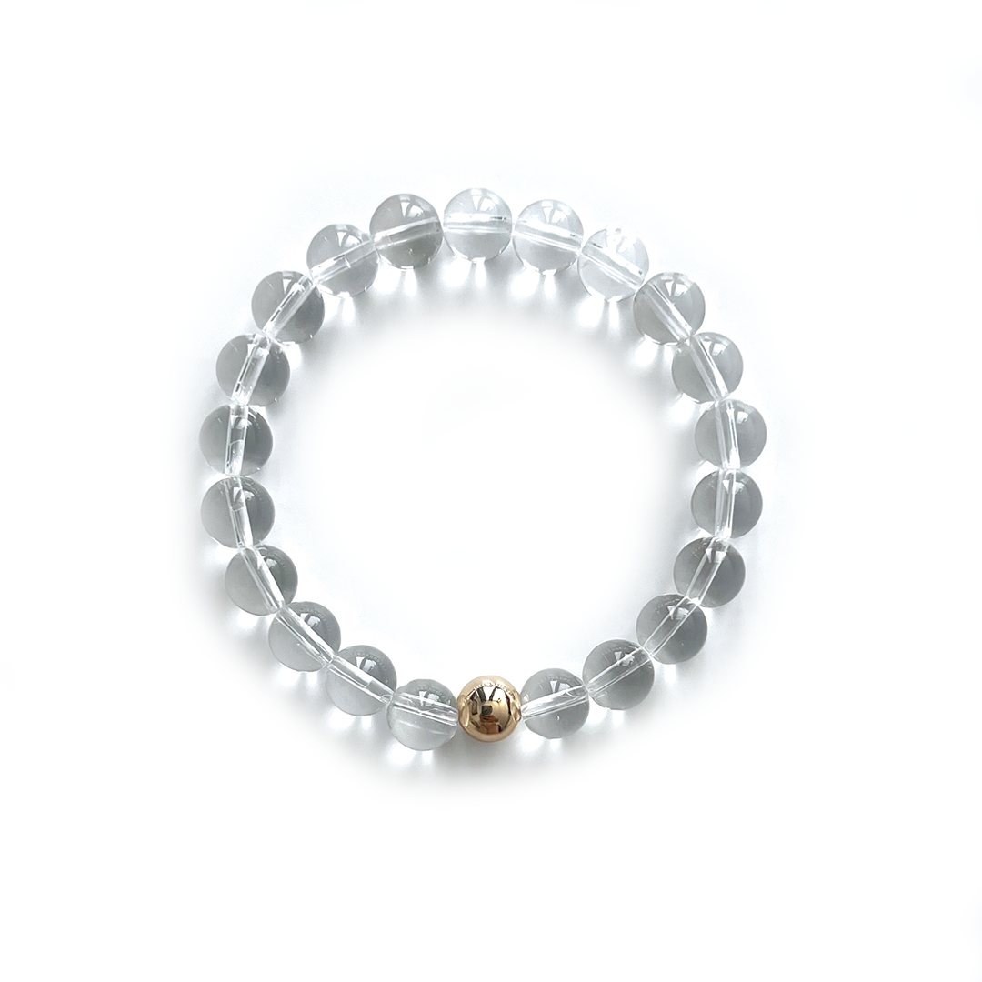 Clear Quartz Gold Bead Sun Bracelet