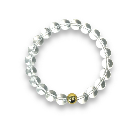 Clear Quartz Gold Bead Sun Bracelet