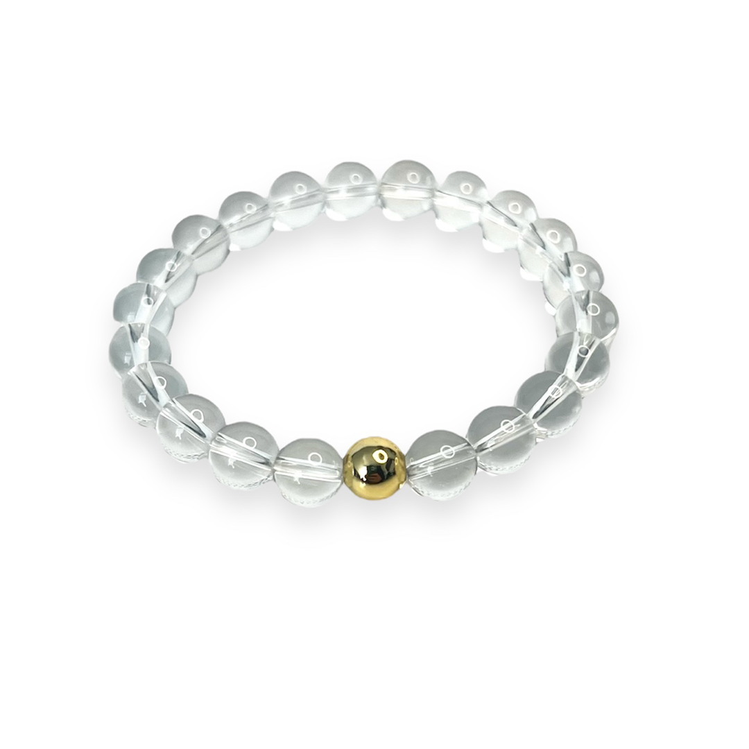 Clear Quartz Gold Bead Sun Bracelet