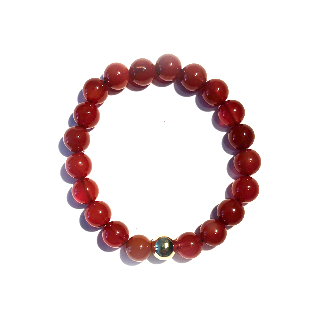 Carnelian Gold Bead  Bracelet
