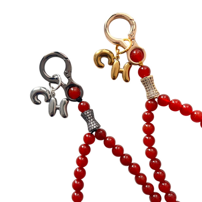 Monogram Carnelian 33 Bead Meditation Loop Wristlet