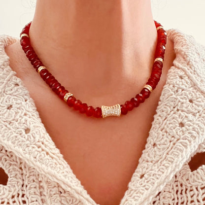Faceted Carnelian Bead  Necklace- CORE BLOOM