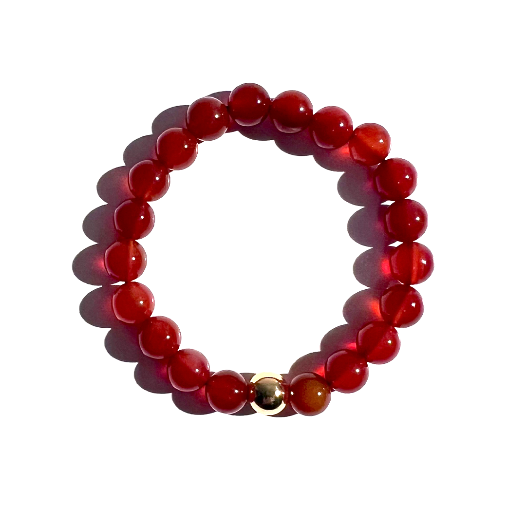 Carnelian Gold Bead  Bracelet