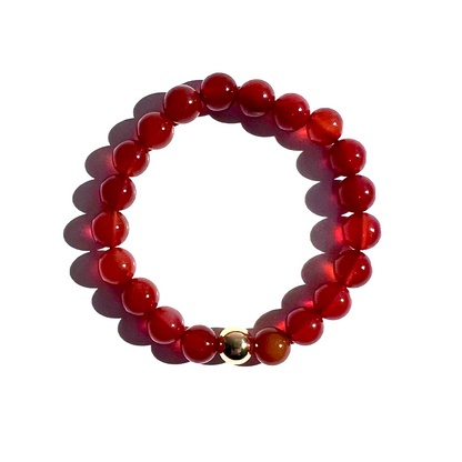Carnelian Gold Bead  Bracelet