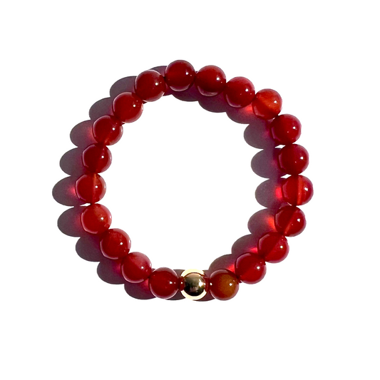 Carnelian Gold Bead  Bracelet