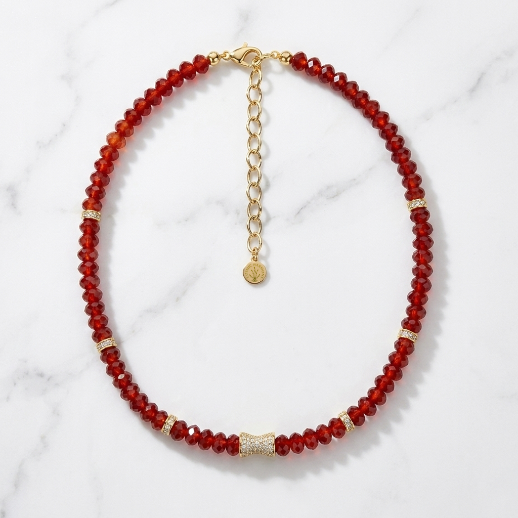 Faceted Carnelian Bead  Necklace- CORE BLOOM