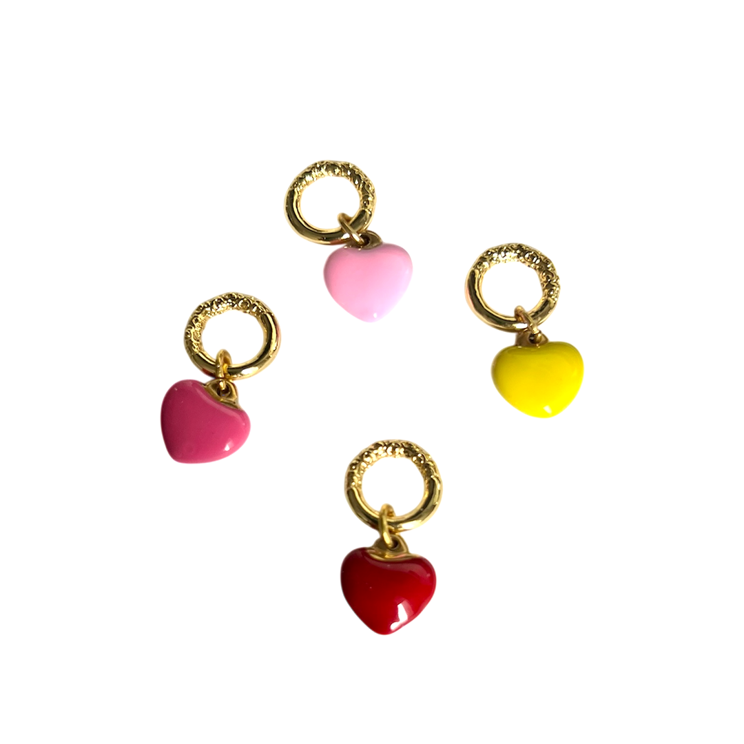 Red Puff Heart Charm - Love