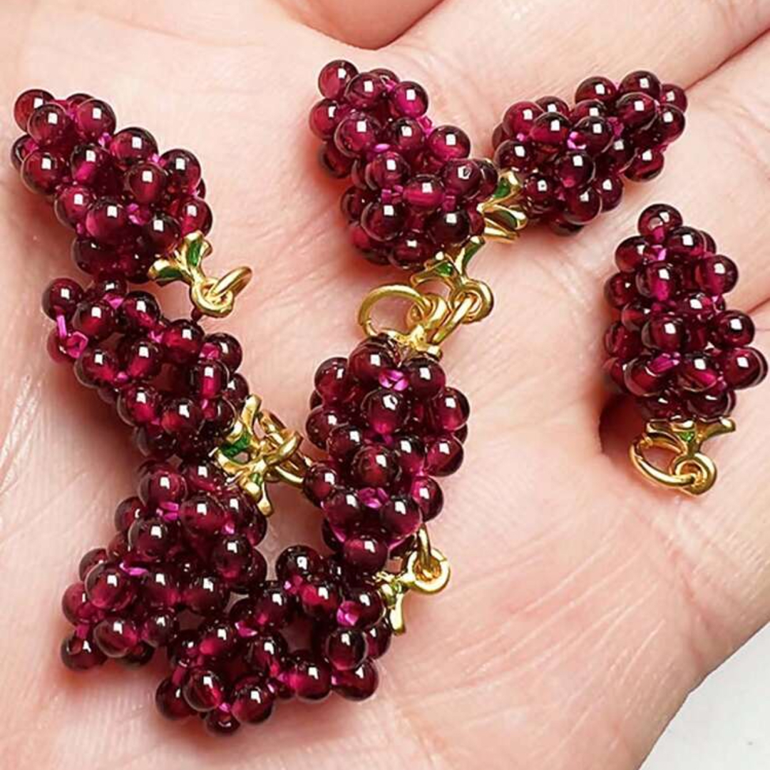 Natural Garnet Grape Charm - Abundance