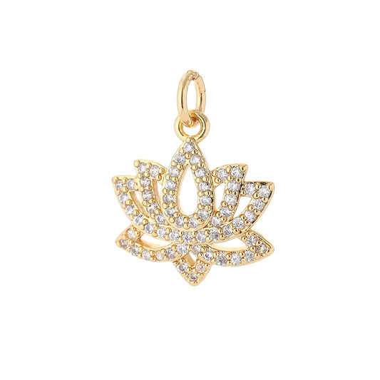 Blooming Lotus Pavé Charm - New beginnings