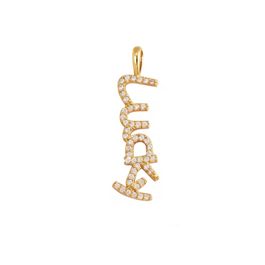Lucky Me Pave Letter Charm - Positivity