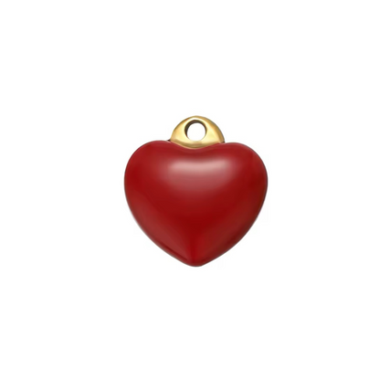 Red Puff Heart Charm - Love