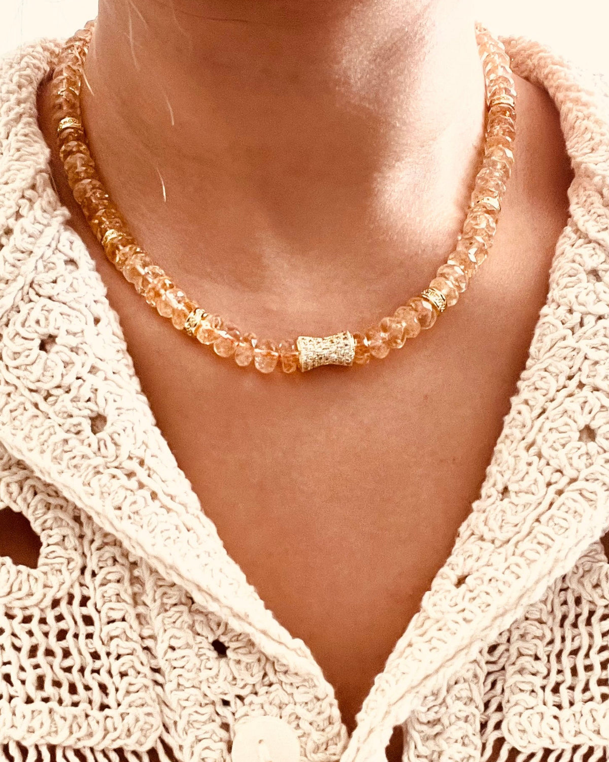 Faceted Citrine Bead  Necklace- LUXE BLOOM