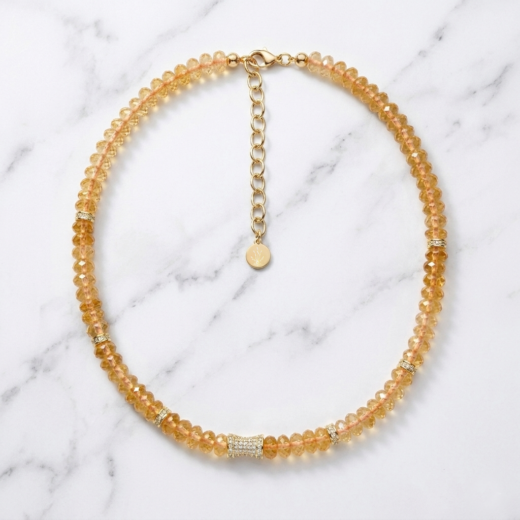 Faceted Citrine Bead  Necklace- SIGNATURE BLOOM
